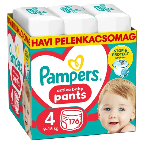 Pampers Active Baby Bugyipelenka - havi pelenkacsomag , Méret 4, 176 Bugyipelenka, 9kg-15kg termékhez kapcsolódó kép