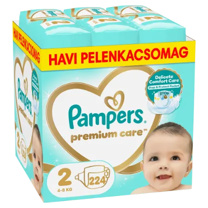 Pampers Premium Care - havi pelenkacsomag, Méret: 2, 224 Pelenka, 4kg-8kg termékhez kapcsolódó kép