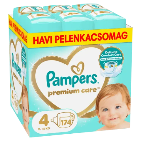 Pampers Premium Care - havi pelenkacsomag, Méret: 4, 174 Pelenka, 9kg-14kg termékhez kapcsolódó kép