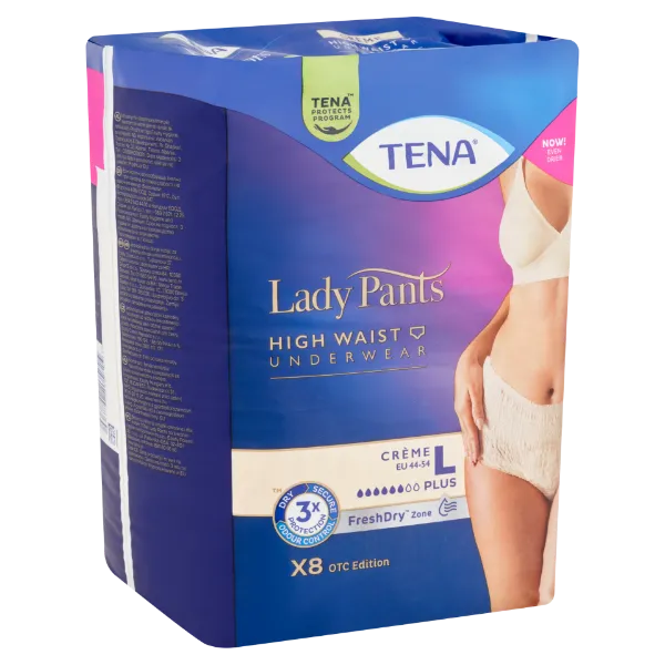 Tena Lady Pants Crème inkontinencia fehérnemű magasított derékrésszel L 8 db termékhez kapcsolódó kép