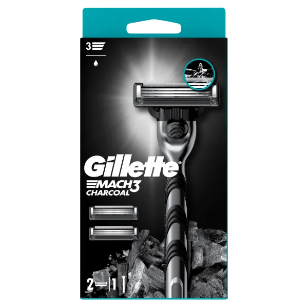 Gillette Mach3 Charcoal Borotva Férfiaknak, 1 Gillette Borotva,, 2 db Borotvabetét termékhez kapcsolódó kép