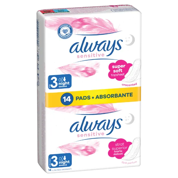 Always Ultra Sensitive Night (3-as Méret) Egészségügyi Betét, 14 db termékhez kapcsolódó kép