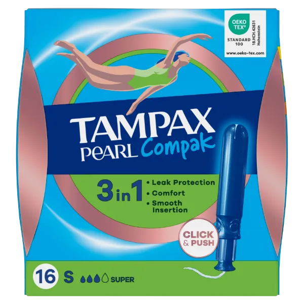 Tampax Compak Pearl Super Applikátoros Tampon, 16 db termékhez kapcsolódó kép
