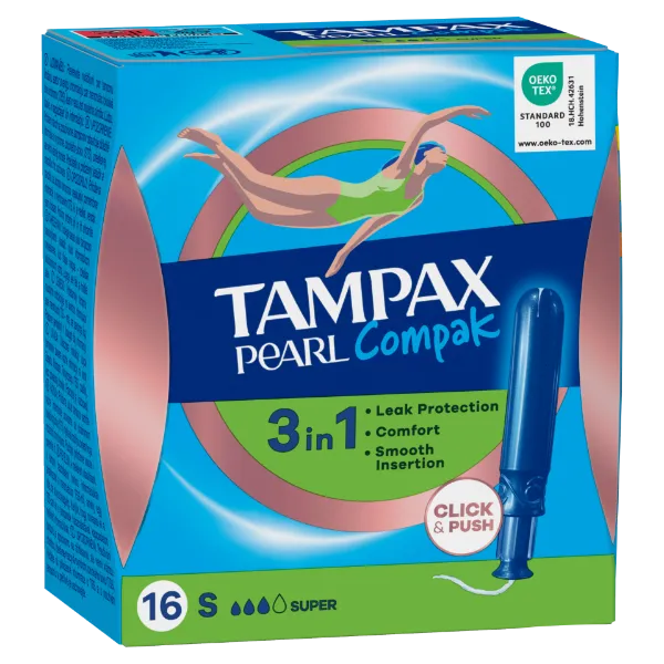 Tampax Compak Pearl Super Applikátoros Tampon, 16 db termékhez kapcsolódó kép