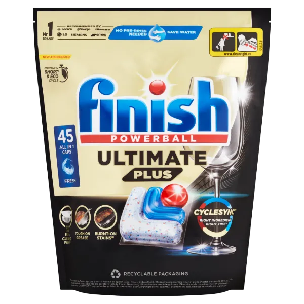 Finish Powerball Ultimate Plus All in 1 mosogatógép kapszula 45 db 549 g termékhez kapcsolódó kép