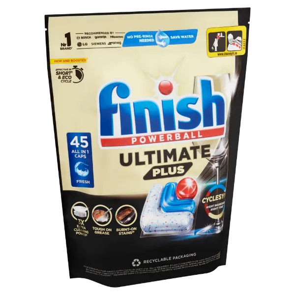 Finish Powerball Ultimate Plus All in 1 mosogatógép kapszula 45 db 549 g termékhez kapcsolódó kép