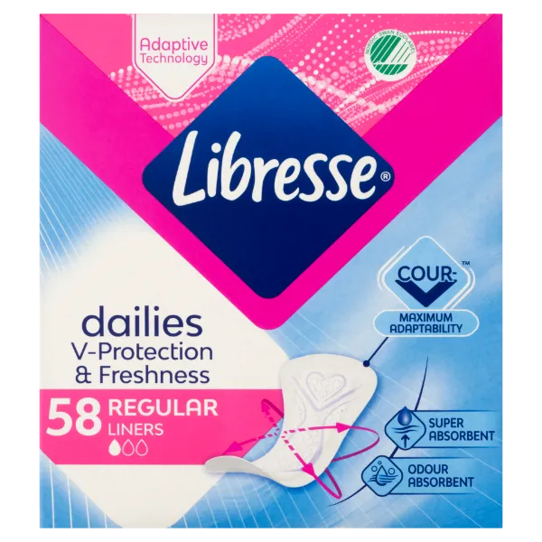 Libresse Dailies V-Protection & Freshness Regular tisztasági betét 58 db termékhez kapcsolódó kép