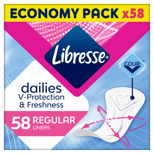 Libresse Dailies V-Protection & Freshness Regular tisztasági betét 58 db termékhez kapcsolódó kép